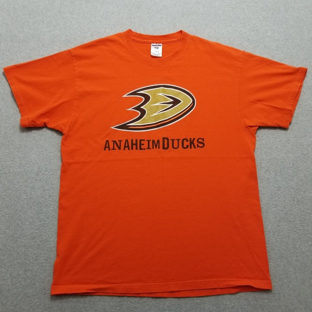 Anaheim Ducks Shirt Mens XL Orange Short Sleeve Crew Neck Jerzees‎ Hockey